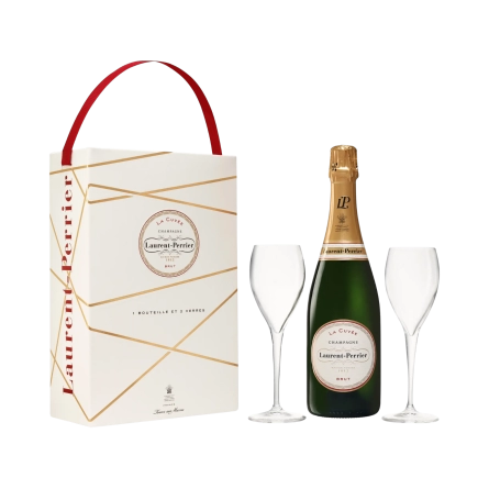 Rượu Champagne Pháp Laurent Perrier Brut La Cuvee Kèm Hộp + 2 Ly