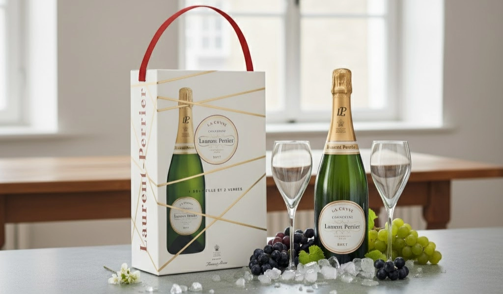 Rượu Champagne Pháp Laurent Perrier Brut La Cuvee Kèm Hộp + 2 Ly Hoàn Hảo