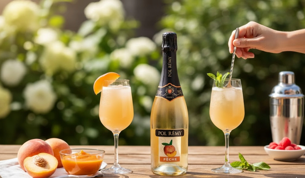 Pha Cocktail Bellini Với Pol Remy Peach