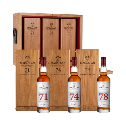 Rượu Whisky Macallan 71 74 78 Year Old Red Collection Set 3 Chai Kèm Hộp Gỗ