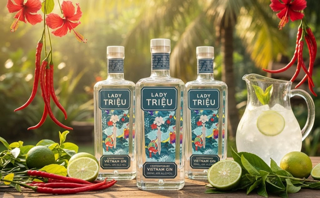 Rượu Gin Việt Nam Lady Triệu Contemporary Vietnam Gin 200ml Chất Lượng