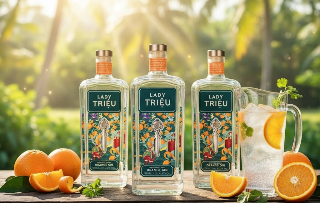 Rượu Gin Việt Nam Lady Triệu Contemporary Orange Gin Cân Bằng