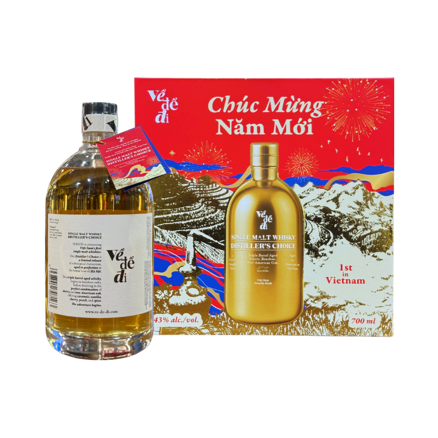 Rượu Whisky Việt Nam Ve De Di Single Malt Whisky Distiller's Choice Hộp Quà Tết 2026