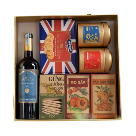 Rượu Vang Đỏ Chile Santa Infinito Grand Reserve Hộp Quà Tết 2026 Set Nghênh Sắc 3