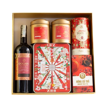 Rượu Vang Đỏ Chile Dogma Gran Reserva Hộp Quà Tết 2026 Set Nghênh Sắc 5