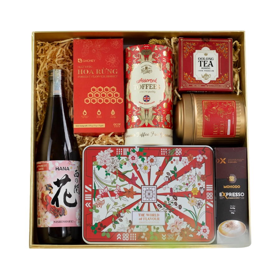 Rượu Sake Nhật Nishino Seki Hana Hộp Quà Tết 2026 Set Nghênh Sắc 10