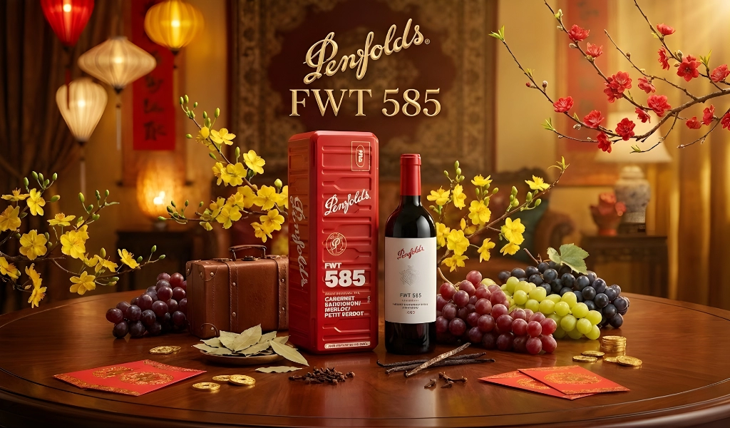 Rượu Vang Đỏ Úc Penfolds French Winemaking Trial 585 Hộp Quà Tết 2026 Hộp Thiếc