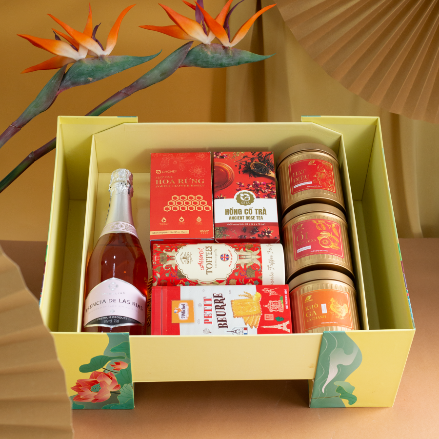 Rượu Vang Không Cồn Sparkling Rose Esencia Hộp Quà Tết 2026 Set Tinh Hoa Hội Tụ 1