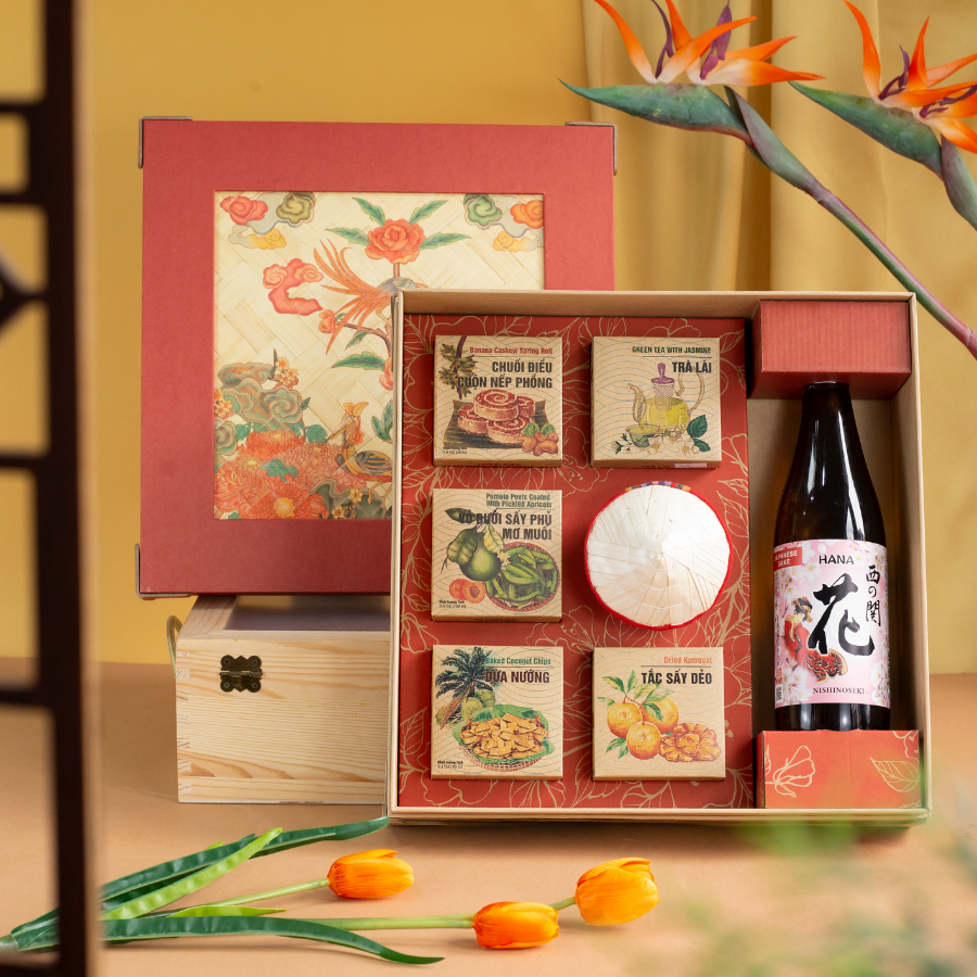 Rượu Sake Nhật Nishino Seki Hana Hộp Quà Tết 2026 Set Tết Việt 2
