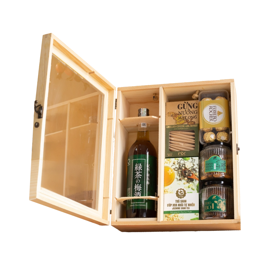 Rượu Mơ Nhật Bản Nakano Umeshu Green Tea Vị Trà Xanh Hộp Quà Tết 2026 Set Mộc Xuân 3