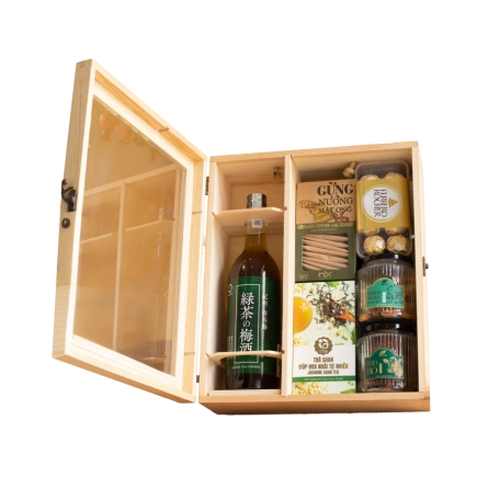 Rượu Mơ Nhật Bản Nakano Umeshu Green Tea Vị Trà Xanh Hộp Quà Tết 2026 Set Mộc Xuân 3