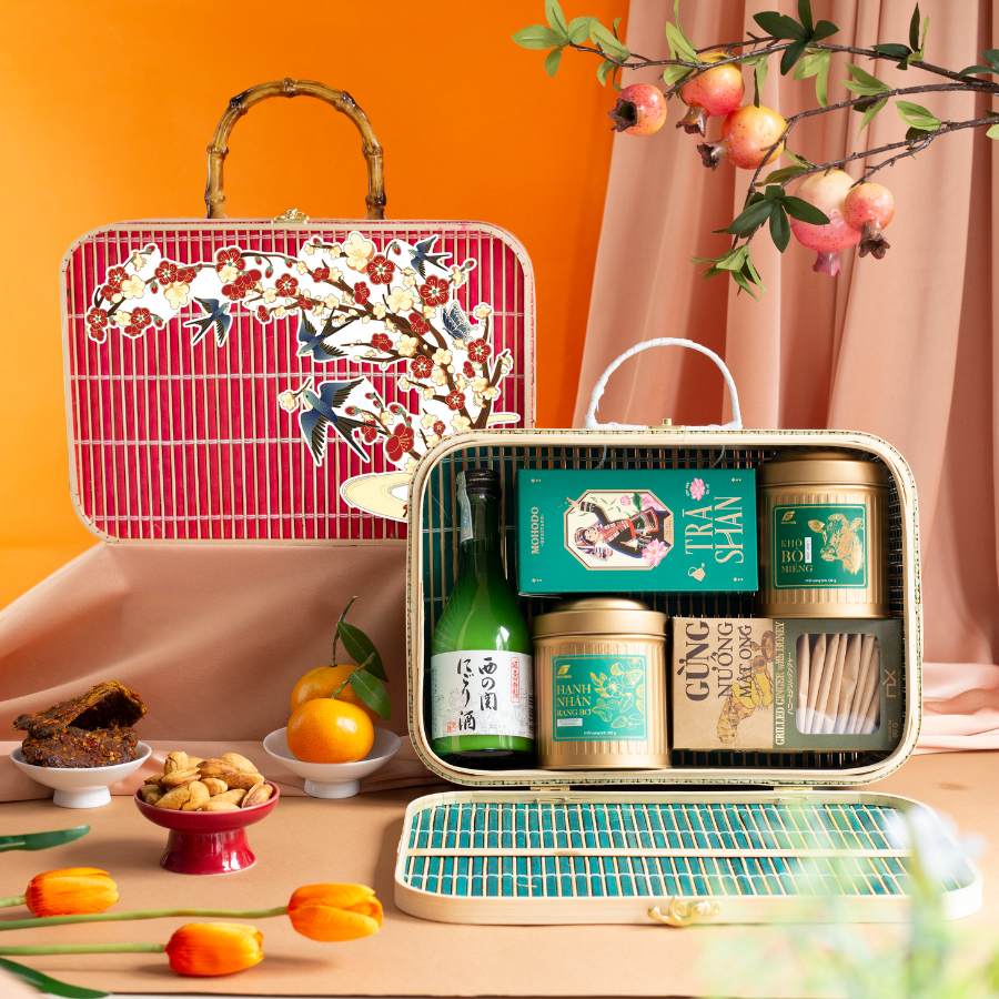 Rượu Sake Nishino Seki Nigori Zake Hộp Quà Tết 2026 Set Mây Xuân 2