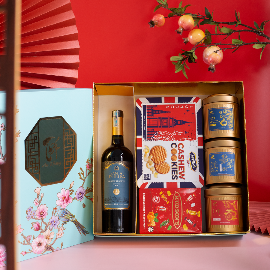 Rượu Vang Đỏ Santa Infinito Grand Reserve Carmenere Hộp Quà Tết 2026 Set Tết An Khang 3