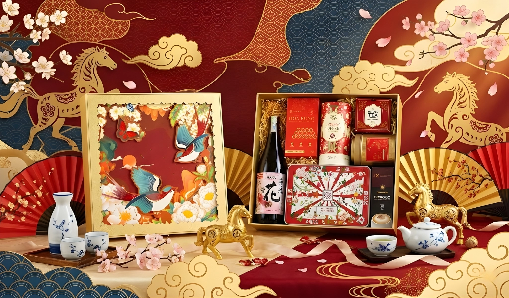 Rượu Sake Nhật Nishino Seki Hana Hộp Quà Tết 2026 Set Nghênh Sắc 10