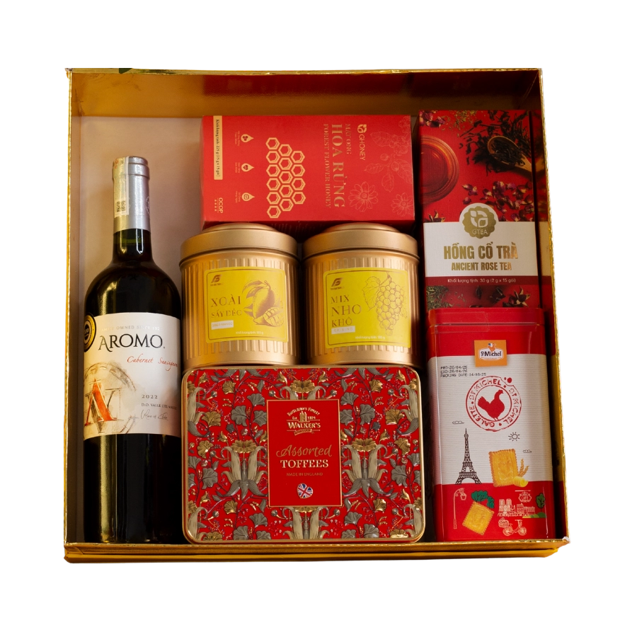 Rượu Vang Đỏ Aromo Cabernet Sauvignon Hộp Quà Tết 2026 Set Phố Xuân 2