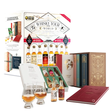 Bộ Quà Tặng Whisky - Hành Trình Khám Phá Thế Giới II (24 Chai x 50ml + 2 Ly)