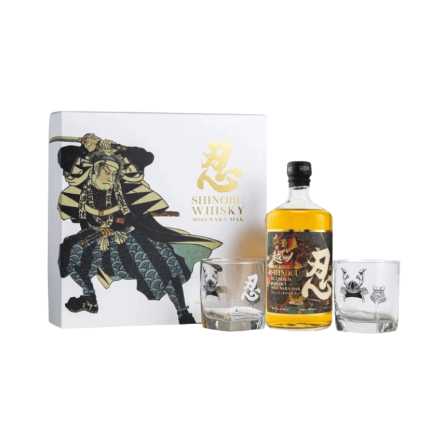 Rượu Whisky Nhật Shinobu Blended Mizunara Oak Finish Phiên Bản Hộp Quà Kèm 2 Ly Cao Cấp