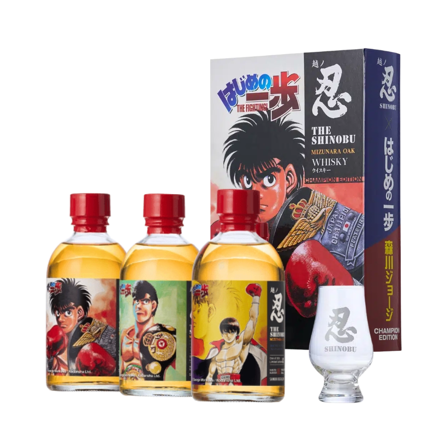 Rượu Whisky Nhật Shinobu Hajime no Ippo Champion Edition Set 3 Chai Kèm Ly
