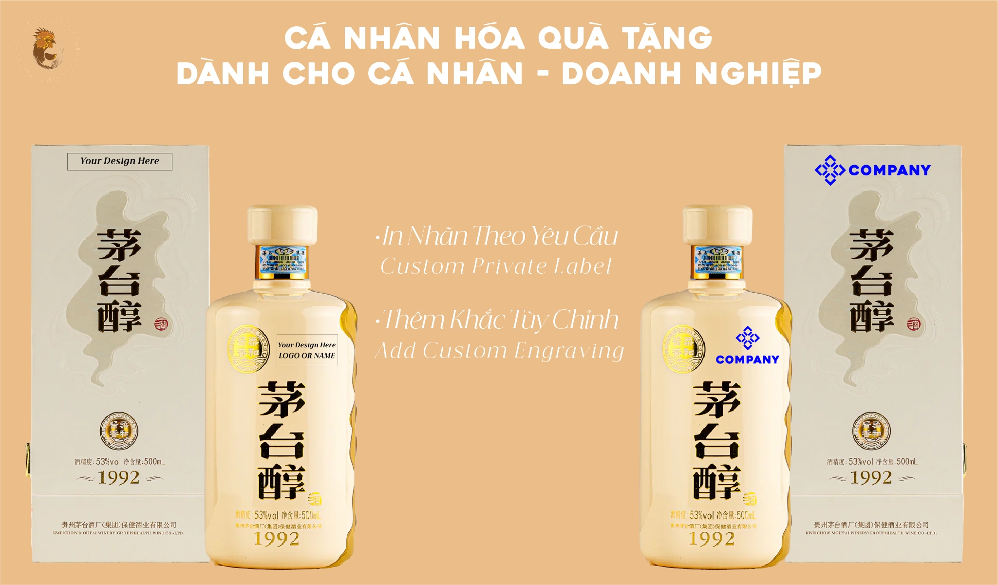 Rượu Trung Quốc Khắc Tên Độc Đáo