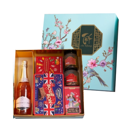 Rượu Vang Không Cồn Sparkling Rose Esencia Hộp Quà tết 2026 Set Tết An Khang 1
