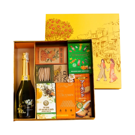 Rượu Sparkling Tây Ban Nha Lamboom White Hộp Quà tết 2026 Set Phố Xuân 1