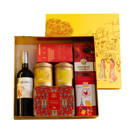 Rượu Vang Đỏ Aromo Cabernet Sauvignon Hộp Quà Tết 2026 Set Phố Xuân 2