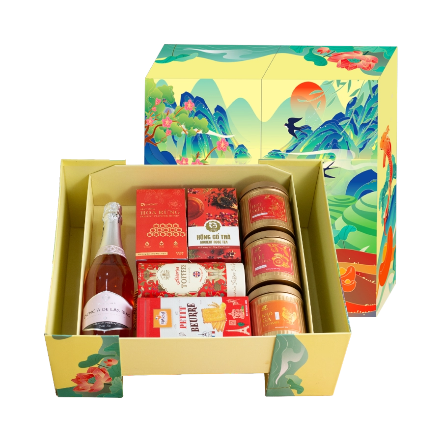 Rượu Vang Không Cồn Sparkling Rose Esencia Hộp Quà Tết 2026 Set Tinh Hoa Hội Tụ 1