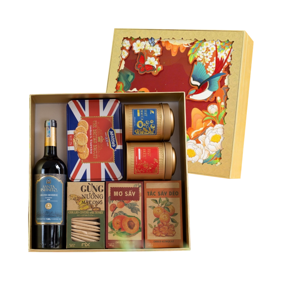 Rượu Vang Đỏ Chile Santa Infinito Grand Reserve Hộp Quà Tết 2026 Set Nghênh Sắc 3