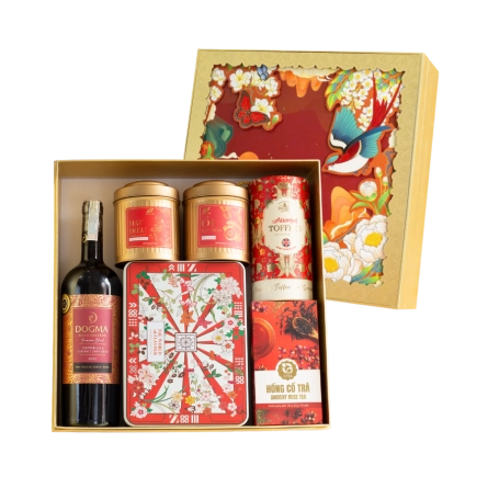 Rượu Vang Đỏ Chile Dogma Gran Reserva Hộp Quà Tết 2026 Set Nghênh Sắc 5