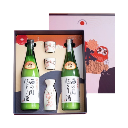 Rượu Sake Nhật Nishinoseki Nigori Zake Hộp Quà Tết 2026 Set Daruma