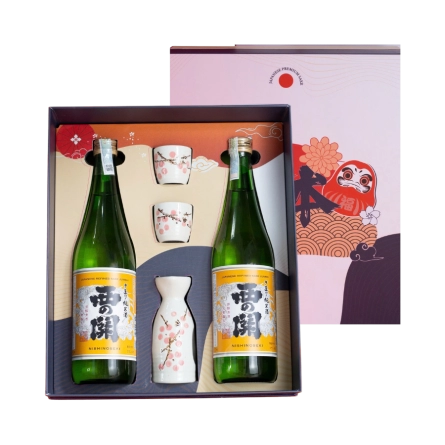 Rượu Sake Nhật Nishinoseki Junmaishu Hộp Quà Tết 2026 Set Daruma