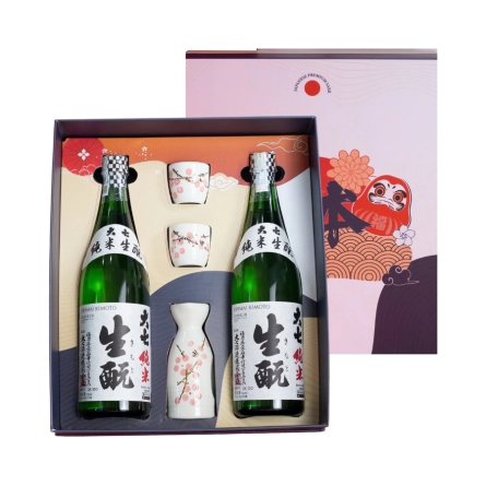 Rượu Sake Nhật Daishichi Junmai Kimoto Hộp Quà Tết 2026 Set Daruma