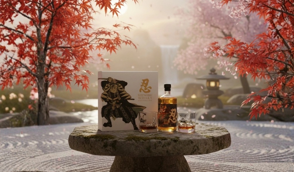 Rượu Whisky Nhật Shinobu Blended Mizunara Oak Finish Phiên Bản Hộp Quà Kèm 2 Ly Cao Cấp