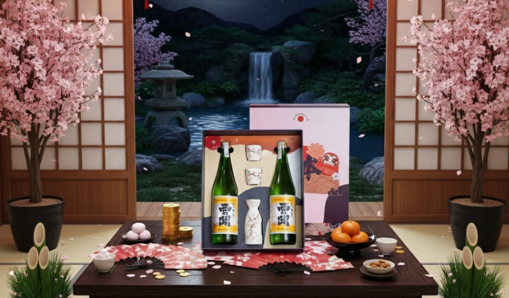 Hộp Quà Sake Daruma Nishinoseki Junmaishu