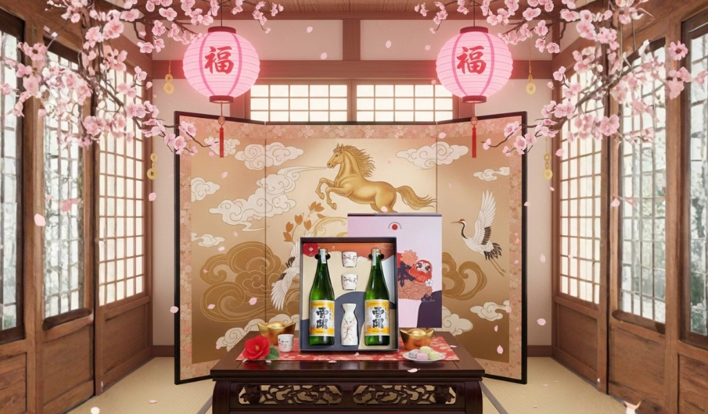 Rượu Sake Nhật Nishinoseki Junmaishu Hộp Quà Tết 2026 Set Daruma