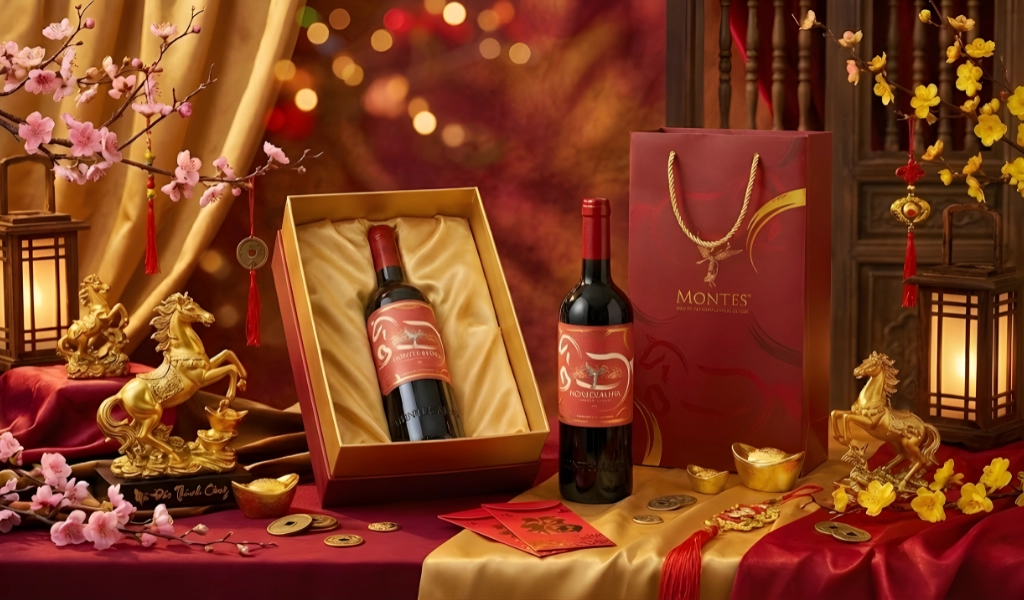 Vẻ Đẹp Sang Trọng Của Hộp Quà Rượu Vang Montes Tết 2026