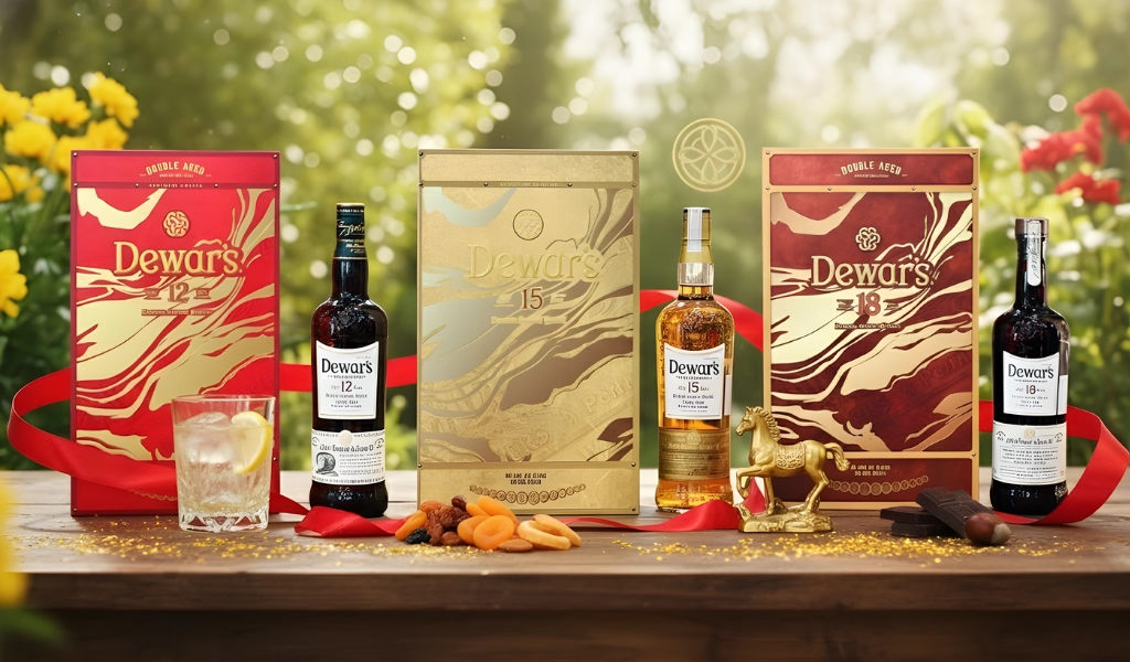 Trọn Bộ Whisky Dewar's Hộp Quà Tết May Mắn Năm Bính Ngọ