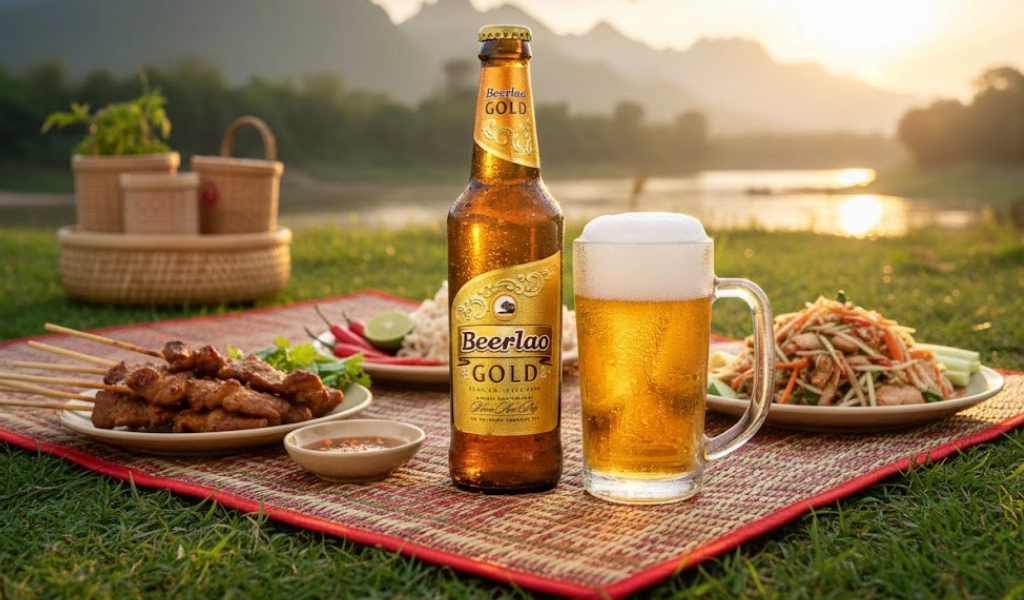 Bia Lào Beerlao Gold Lager 5% 330ml Dịu Dàng