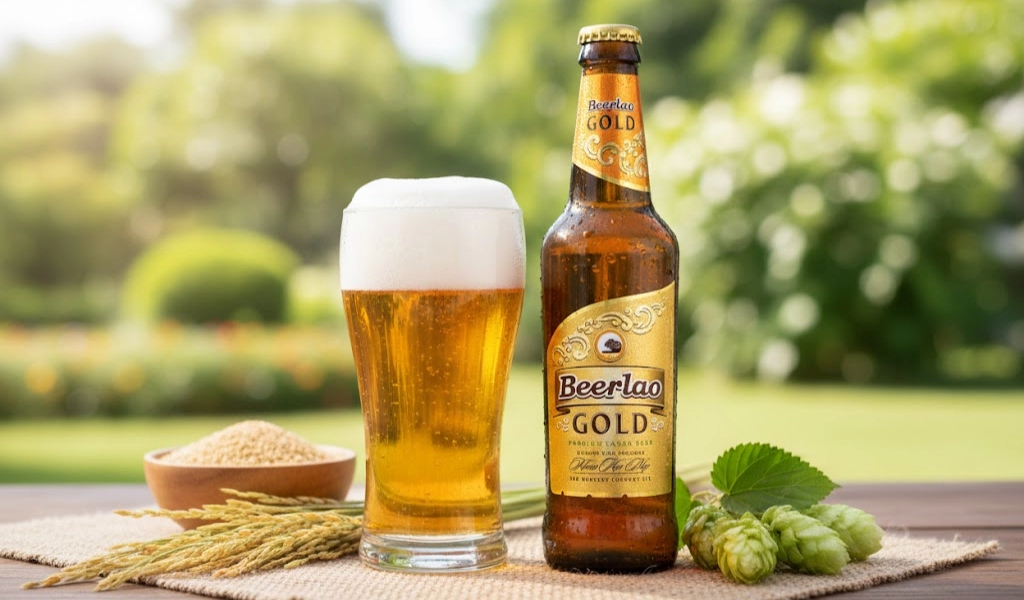Bia Lào Beerlao Gold Lager 5% 330ml Tươi Mát