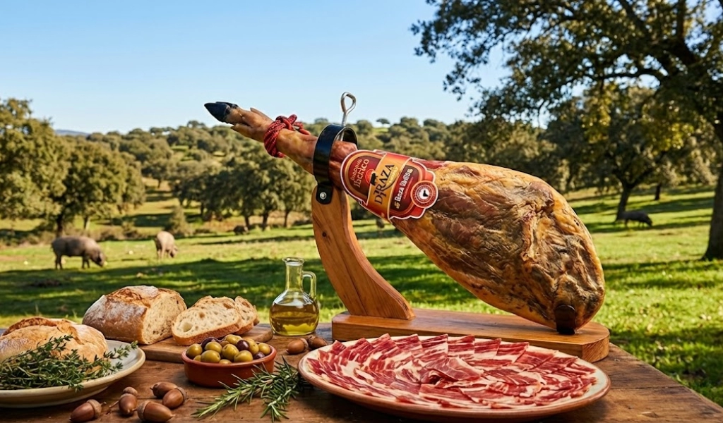 Đùi Heo Muối Tây Ban Nha Deraza Iberico Bellota Đùi Sau Có Xương