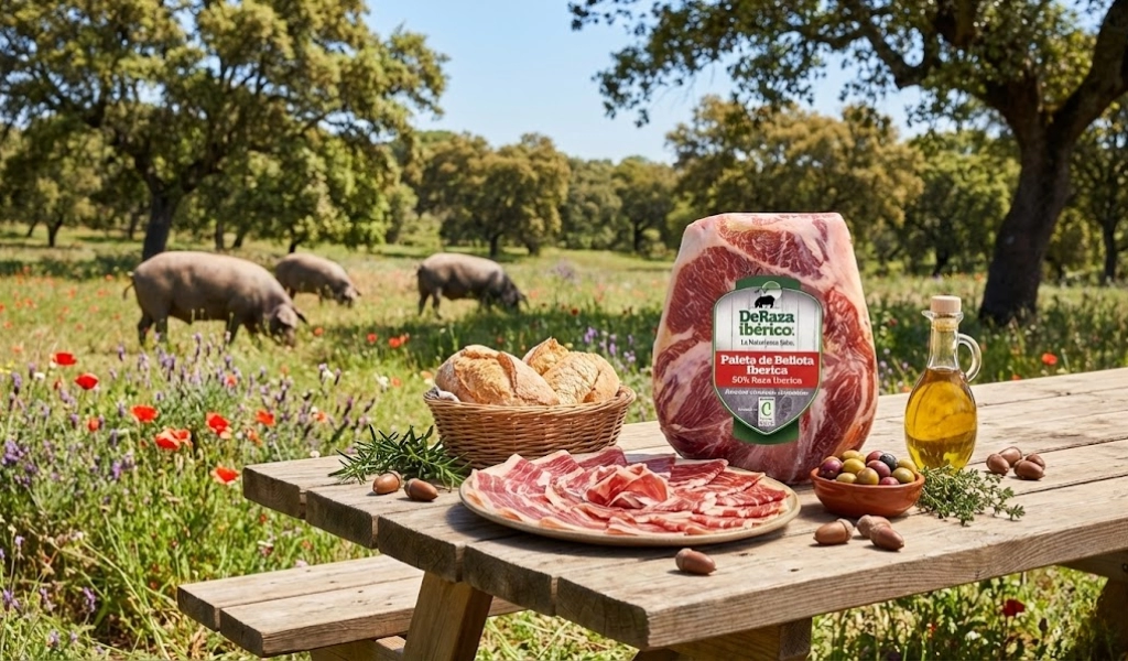 Đùi Heo Muối Tây Ban Nha Deraza Iberico Bellota Đùi Trước Không Xương