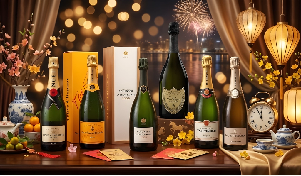 Champagne Pháp Giao Thừa May Mắn