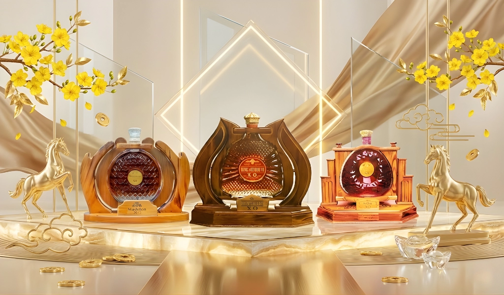 Quà Tặng Doanh Nghiệp Với Brandy Pháp Kệ Gỗ