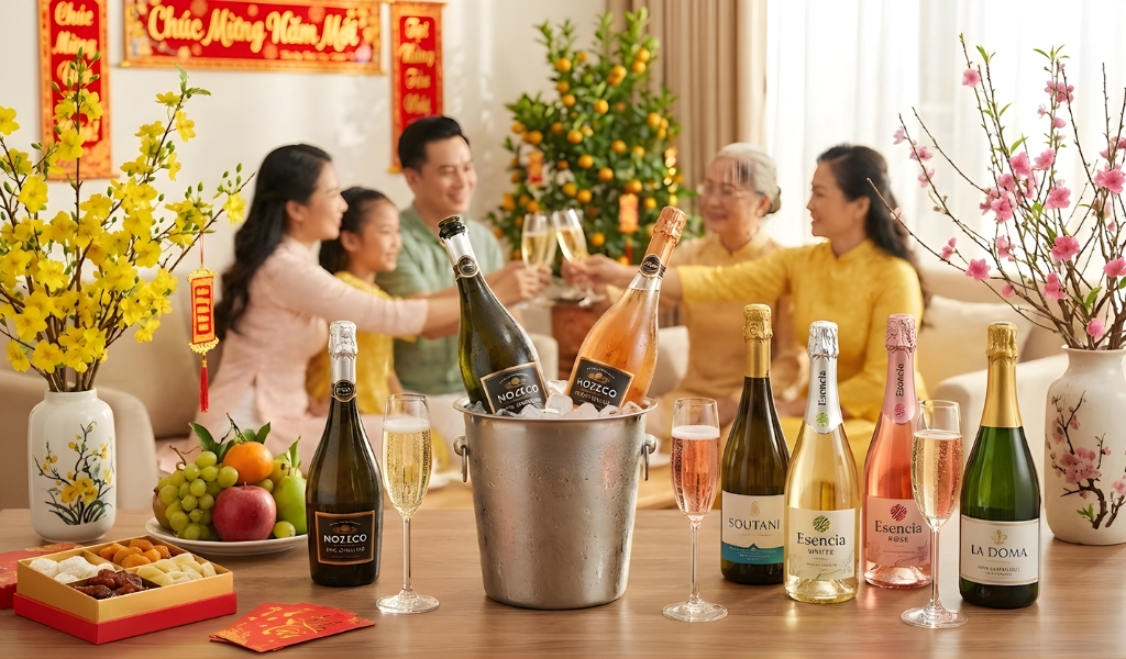 Rượu Sparkling Không Cồn Cho Người Lái Xe Vui Tết An Toàn