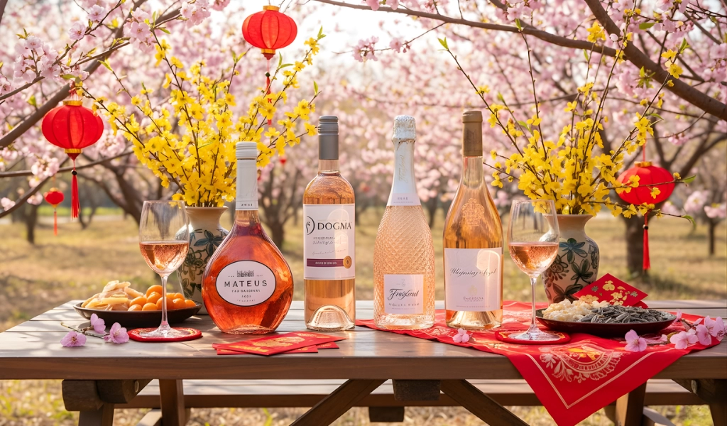 Rượu Vang Hồng Kết Hợp Ẩm Thực Tết