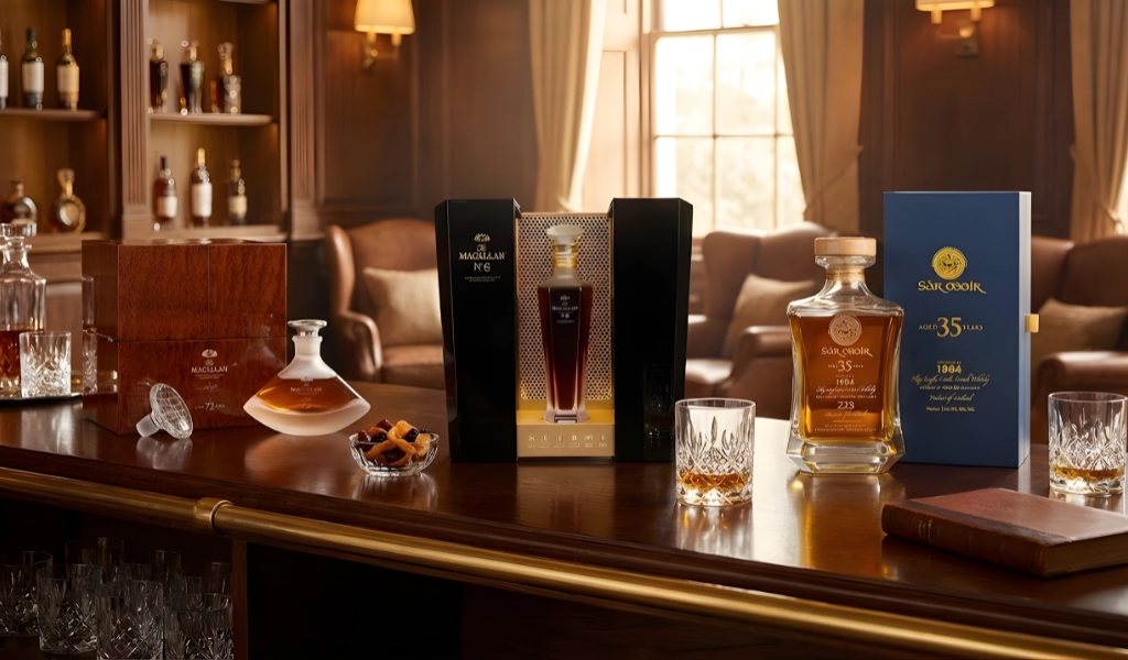 Trưng Bày Rượu Whisky Decanter Sang Trọng