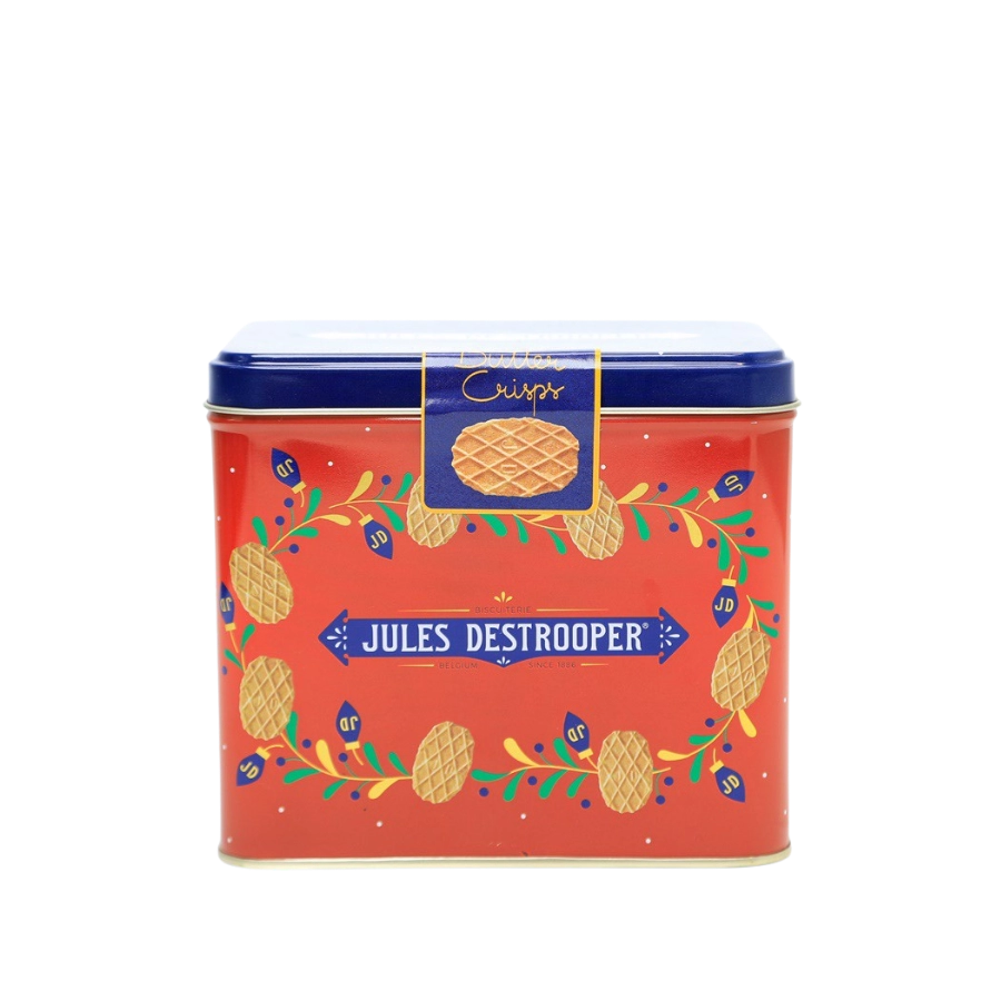 Bánh Quy Bỉ Jules Destrooper Butter Crisps Hộp Thiếc Đỏ Retro Spring Version
