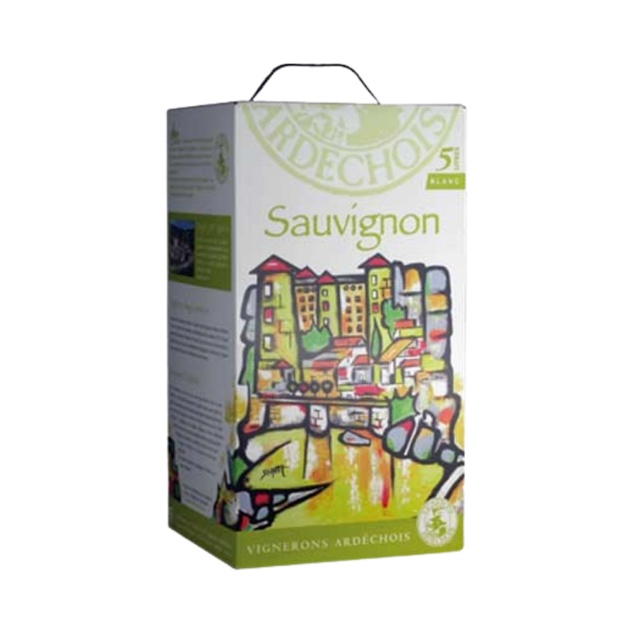 Rượu Vang Bịch Pháp BIB IGP Vignerons Ardechois Sauvignon Blanc 5L