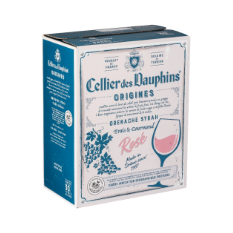 Rượu Vang Bịch Pháp Celliers des Dauphins Origines Rose Wine BIB 3L