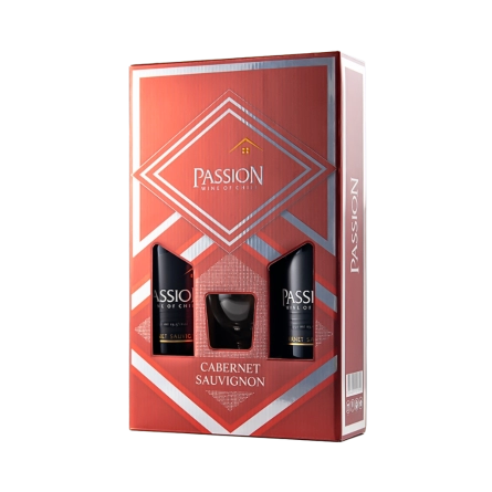 Rượu Vang Đỏ Chile Passion Hộp Đỏ 2 Chai 1 Ly